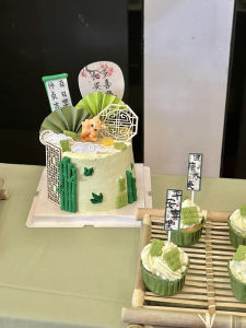 Green Chinese Style Birthday Cake Decoration Sweet Dessert Table Decor Healthy Growth Joyful Happiness Anniversary Celebration