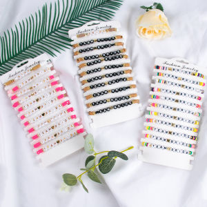 12pcs Boho Handmade Team Bride Beaded Stretch Bracelet Bachelorette Party Favors Bridal Shower Wedding Party Gifts Decorations