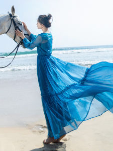Summer 2025 Blue Fairy Long Dress: A Perfect Match for Your Beach Vacation