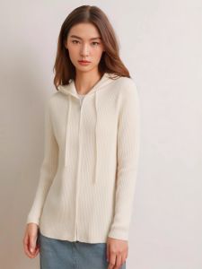 Trendy Hooded Womens Cashmere Cardigan Slim Fit Knitted Zipper Sweater Long Sleeve Base Shirt Autumn Winter Outerwear Coat