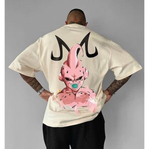 Bandai | Summer Dragon Ball Z T-Shirt Men Buu Majin Graphic Short Sleeve Oversized Streetwear Loose Fit Japanese Anime Fan Tee