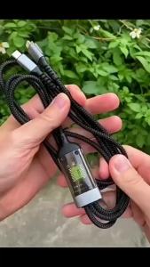 Cáp Sạc Nhanh 3 Trong 1 100W 6A Đa Cổng USB Type C Micro IP Dành Cho iPhone 15 Samsung Huawei - Chất Liệu Bện
