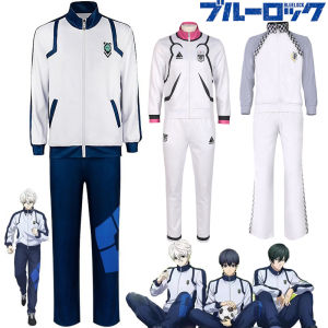 Anime Blue Lock Jersey Training Suit Isagi Yoichi Bachira Meguru Cosplay Sportswear Set White Long Sleeved Zipper Sweater Pants For Women Men