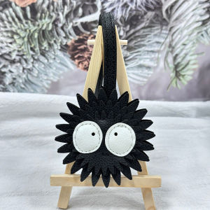 Black Coal Ball Leather Keychain Bag Bag Pendant Cute Simple Personality Female Tide With Accessories Ugly Cute Little Coal Ball