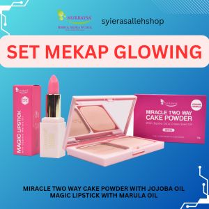 NURRAYSA glowing makeup set magic lipstik two way cake powder