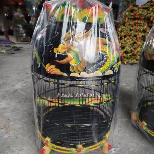 KANDANG BURUNG PERKUTUT FULLSET MAHKOTA KAYU MOTIF NAGA SUPER TERBAIK - PUSAT SANGKAR CIANJUR