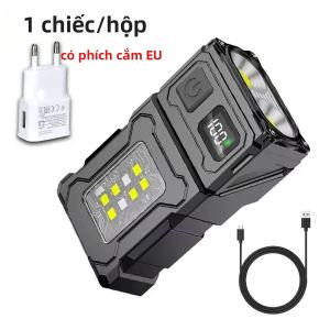 Đèn Pin LED Mini Cầm Tay Có Thể Sạc Lại Siêu Sáng Với Đèn COB Bên Cạnh Đèn Đuôi Khẩn Cấp Nam Châm Gắn Kèm Dùng Cho Cắm Trại Đi Bộ Đường Dài