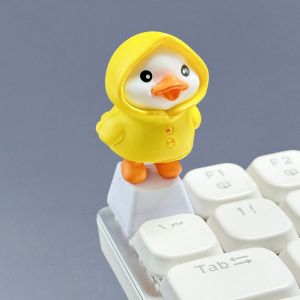 Keycap Hình Vịt Hoạt Hình Màu Vàng Thủ Công Cho Bàn Phím Cơ Thiết Kế Sáng Tạo Dễ Thương Trục Chéo R4 Chất Liệu Nhựa Resin.