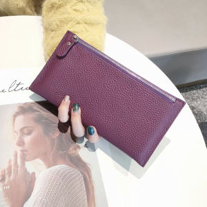 Ladies Long Genuine Leather Wallet Portable High Aesthetic Value Handbag Card Holder Easy Carry Bifold Purse Spring 2025