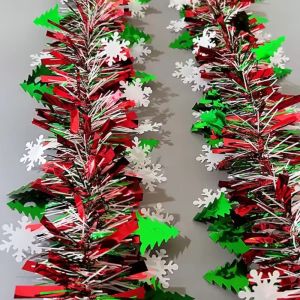 200cm Christmas Tree Decorations Christmas Tinsel Garland Metallic Shiny Garland for Christmas Home and Living Room Decoration