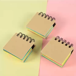Colorful Memo Pad with Hard Cover 5-Color Rainbow Sticky Notebook for Office Study Mini Spiral Notebook Sticky Notes