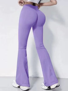 Slim High-Waist Bell Bottom Fitness Pants Peach Butt Running Outdoor Casual Yoga Trousers Breathable Nylon Sportswear