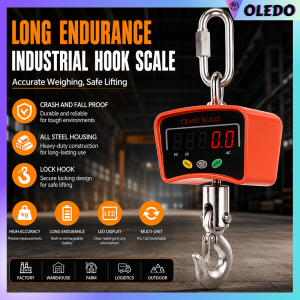 Heavy-Duty Digital Crane Scale 500KG with LED Display Crashproof Hook and Stainless Steel Housing for Travel and Home Use