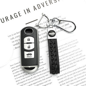 Leather+TPU 3Buttons Car Remote Key Cover Case Fob for Mazda 2 3 5 6 CX-3 CX-5 CX-7 CX-9 CX8 Speed Miata MX5 2016 2017 2018