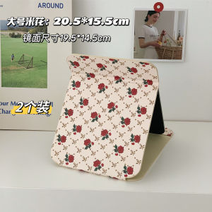 Portable Folding Retro Floral Series Makeup Mirror Student Dormitory Desktop Cosmetic Mirror Compact Size Handy Korean Style
