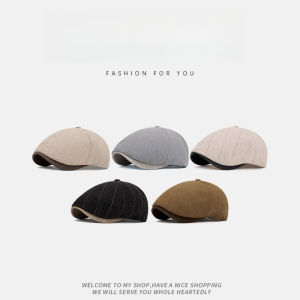 Autumn and Winter New Striped Beret Hat Retro Warm Forward Hat Casual Duckbill Hat Painter Hat Newsboy Hat