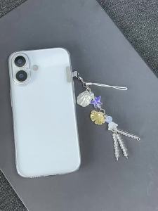Cute Phone Charm Strap Summer Ocean Style Seashell Jelly Fish Pendant Key Strap Lanyard Girl Woman Bag Keychain Keycord【SMQ】
