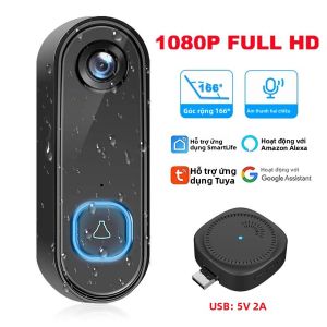 Chuông Cửa Video Không Dây TUYA WiFi 1080P Với Tầm Nhìn Ban Đêm Hồng Ngoại Camera Chuông Cửa Thông Minh Tương Thích Với Alexa & Google