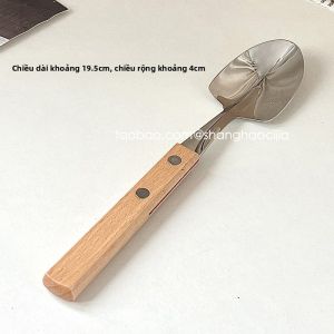 Thìa Hình Râteo Bằng Thép Không Gỉ Cầm Dài Bằng Gỗ Nguyên Khối Kiểu Nhà Bếp Thương Mại Dễ Thương Dùng Để Múc Trái Cây Và Món Ăn Nhẹ