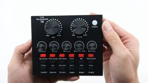 Bluetooth Sound card V8 Audio Mixer External Handphone Komputer Live tambah audio Kabel dan earphone