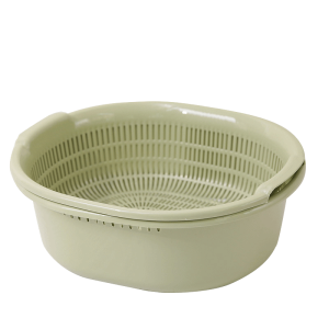 Kitchen Double Layer Plastic Drain Basket Vegetable Washing Basket Multi Purpose Rice Washing Device Water Drain Filter Screen