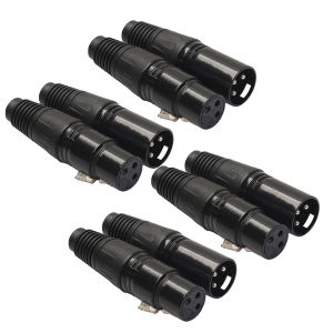 8 ชิ้น 4 ชาย 4 หญิง XLR 3Pin ไมโครโฟน สีดำ ชุด ไมโครโฟนตัวเชื่อมต่อสายเคเบิลปลั๊ก