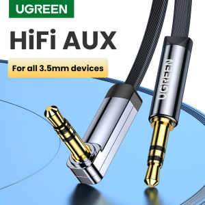 UGREEN 3.5mm Auxiliary Audio Jack to Jack cable 90 Degree Right Angle for Apple Smartphones Tablets and Speakers24K Gold Plated Male to Male