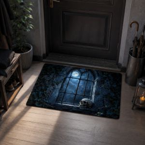 VIKAMA Vintage Castle Carpet Anti-Slip Entrance Mat Spooky Gothic Halloween Party Rug Dark Aesthetic Floor Decor Home Decor