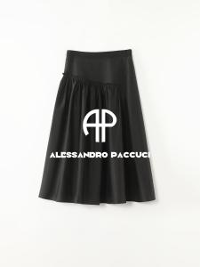 Black Label Mulberry Silk A-Line Pleated Half Skirt 100%