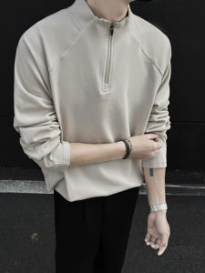 Áo Thun Nam American Half Zip Velvet Dễ Thương Mùa Đông Rộng Rãi Cho Thanh Thiếu Niên Dày Dài Tay Cổ Đứng Thời Trang