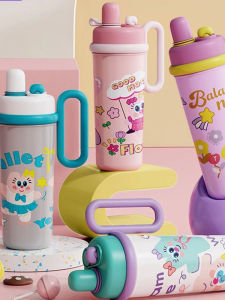 BIZE | Stainless Steel Insulated Tumbler for Women with Double Drinking Straws