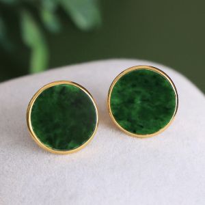 Montagne Jewelry 925 Silver Earrings Elegant Design Fine Jewellery Natural 15x15mm Grade A Jadeite Jade Earrings Stud Clip Earring