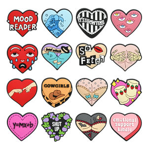 16pcs Lovely Heart Girl Shoe Charms For Clogs Shoe Decoration Premium Quality Popular Shoe Accessories for Great X-mas Gift