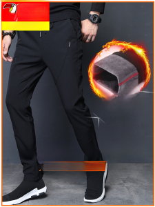 Woodpecker Autumn and Winter Fleece-lined Black Pants Men Casual Pants Loose Straight-leg Trendy 2024 New Arrival Long Pants