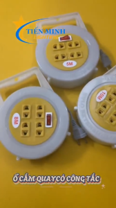 Ổ cắm quay có công tắc 1200w 5m/8m/10m dây đẫn điện bằng đồng chất liệu nhựa ABS chịu nhiệt cao