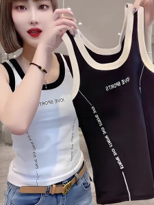 Áo Ba Lỗ Không Tay in Chữ Thời Trang Mùa Hè Cho Nữ Áo Lót Bó Sát Áo Khoác Ngoài Áo Lót Chất Liệu Cotton Thường Ngày