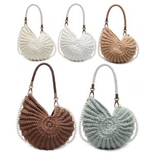 【New Arrival】 Handwoven Seashell Women Pearls Chain Crossbody Bag Multifunctional Summer Boho Clutch Creative Crochet Shoulder Bag
