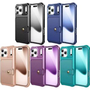 for iPhone 17 Pro Max Case with 4-5 Cards HolderShockproof Rugged Soft TPU Bumper Closure Flip Leather Wallet Case for iPhone Air 17 16 Pro max 16E 15 Plus 14 Pro 13 12