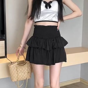 Kimi 👣🐼 รอบเสริมส่ง เอวสูง, กระโปรง y2k กระโปรง เอวสูง สไตล์เกาหลี, สําหรับผู้หญิง, กระโปรงเทนนิส ทรงระบาย, กระโปรงพลีท มีซับใน - รูปแบบกระโปรง