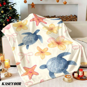 Beast Kingdom | Tropical Turtles Winter Summer Flannel Blanket Throw Fleece Soft Fuzzy Plush Cozy Fleece Blankets for Sofa Ideal Gifts