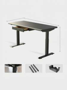SUMUYUAN | Ergonomic Adjustable Solid Wood Desk for Computers Study Gaming and Office with Drawer