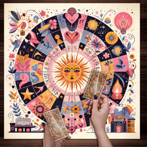 VIKAMA Mysterious Astrological Tablecloth Sun Face Constellation Rune Round Table Divination Table Decorative Tablecloth