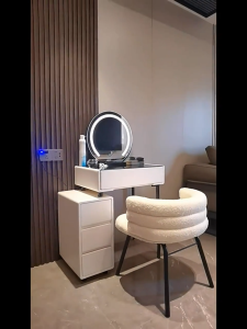 Desktop Makeup Mirror with LED Light Smart Touch Bedroom Fill Light Dressing Mirror Square European-Style Mirror