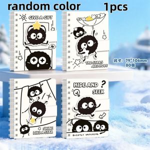 Capybara Panda Mini Journal  A7 Pocket Spiral Notebook with Velcro Closure for Student Portable Pad