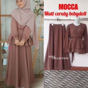 Silvia Set/Setelan Wanita Matt Ceruty Bebydoll Premium Full Furing - Blouse+Rok - Simple Premium