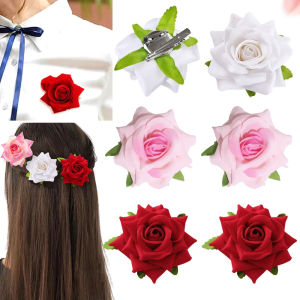 กิ๊บติดผมประดับดอกไม้สีชมพู เข็มกลัด และกิ๊บติดผมอเนกประสงค์ กิ๊บติดผมมีเท็กซ์เจอร์ เครื่องประดับอเนกประสงค์