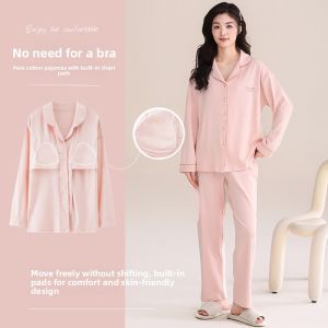 MiiOW | Pure Cotton Sleepwear Set For Women Casual Long Sleeve Pants Home Clothes Large Size Outdoor Wearable Summer Lightweight