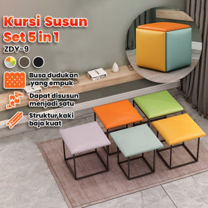 Bangku Ruang Tamu 5 In 1 Bangku Kubus Lipat Bangku Penyimpanan Multifungsi Bangku Caffe