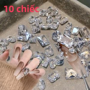 10 Chiếc Trang Trí Móng Tay 3D Hình Kim Cương Trong Suốt Đá Zircon Hình 8 Đá Pha Lê Hình Oval/Hình Chữ Nhật Đầu Nhọn Dùng Trang Trí Làm Móng