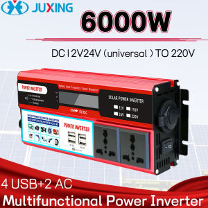 JUXING 6000W Car Power Inverter Portable  Voltage Converter DC 12V/24V to AC 220V With 4 USB 2 Universal Output Sockets Modified Sine Wave Power Charger use for vehicle Home Outdoor 